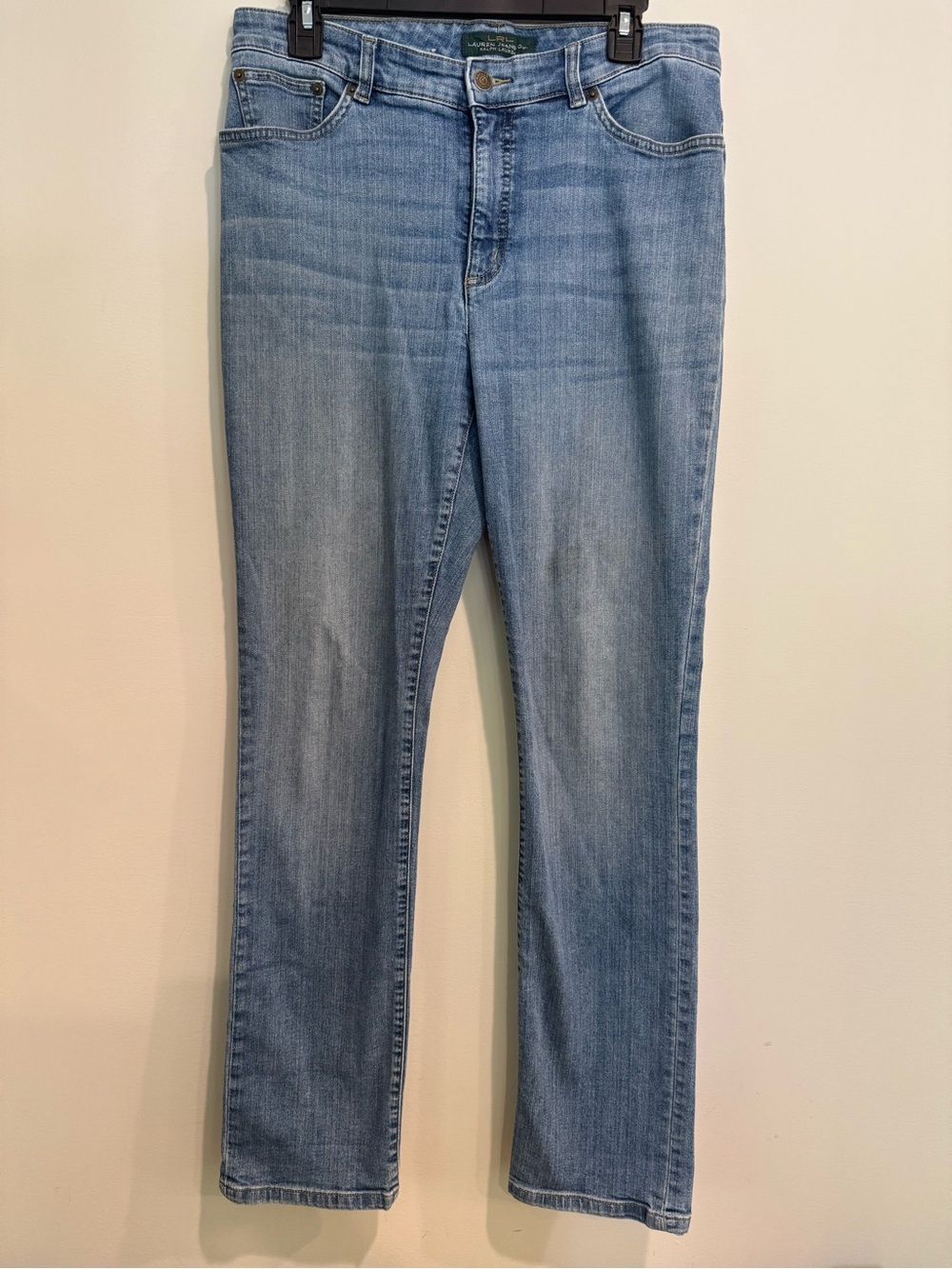 Lauren Ralph Lauren Classic Distressed Light Blue Straight-Leg Heritage Jeans 12